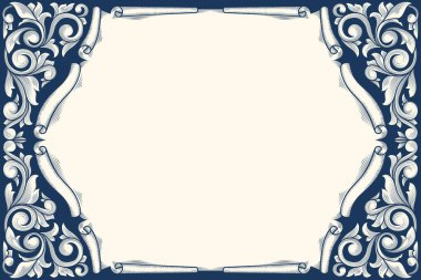 Decorative monochrome ornate retro blank scroll template