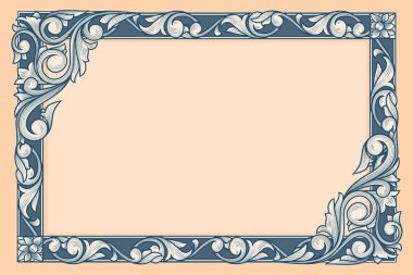 Decorative pastel colored ornate retro floral blank frame
