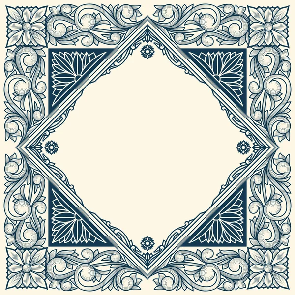 Decoratieve Monochrome Sierlijke Retro Floral Blanco Frame — Stockvector