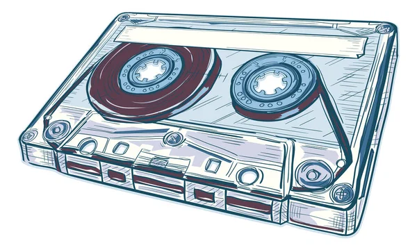 Handgetekende Muziek Audio Cassette — Stockvector