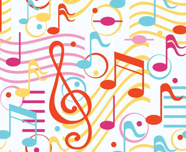 Fondo Patrón Musical Colores Sin Costuras Con Notas Musicales Clave — Vector de stock