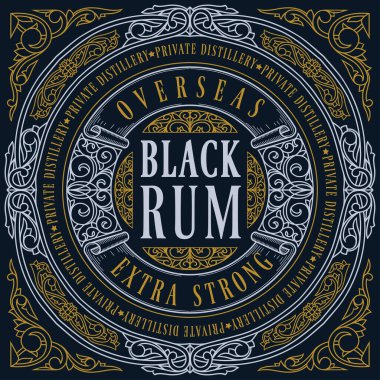 Black Rum - dekoratif dekoratif etiket