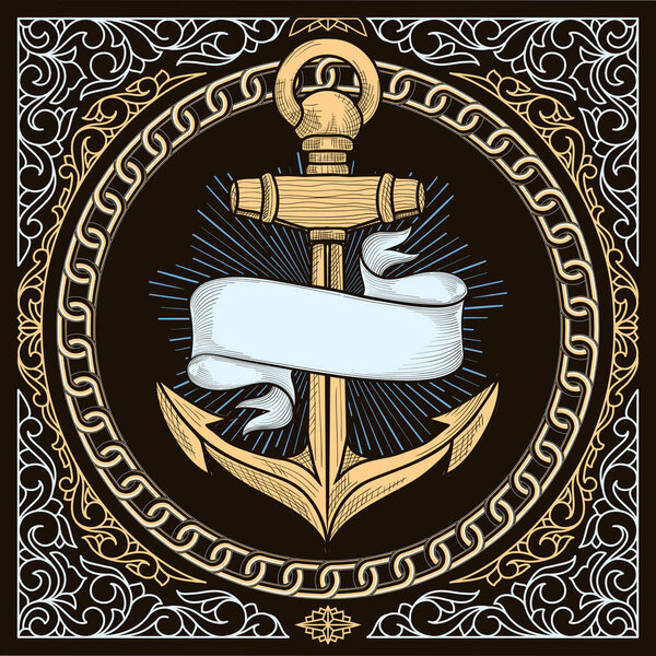 Decorative nautical anchor - ornate emblem