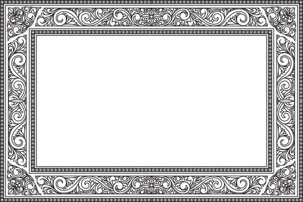 Decorativo Monocromático Ornamentado Retro Floral Quadro Branco — Vetor de Stock