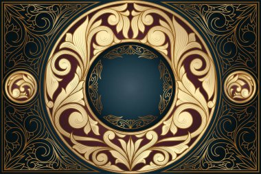 Altın süslü çiçek dekoratif vintage kart