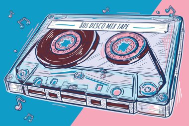 80 'lerin disko karışık kaseti - renkli müzik kaset tasarımı