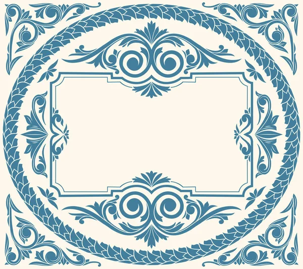 Decoratieve Monochrome Sierlijke Retro Florale Blanco Kaart — Stockvector