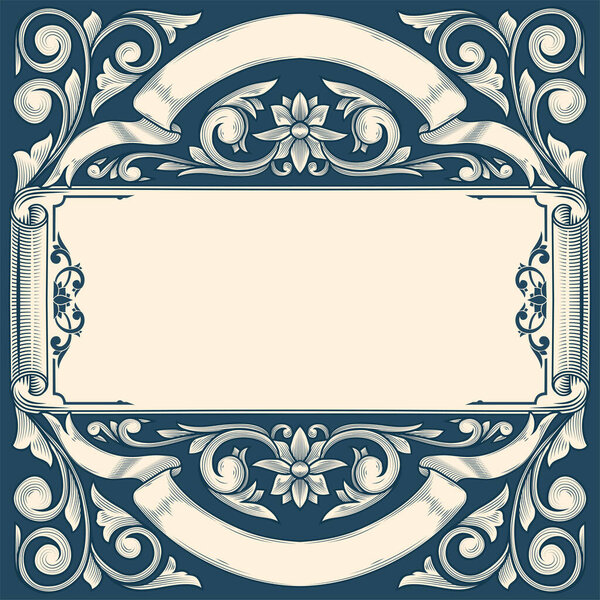Decorative ornate monochrome retro design card temlate