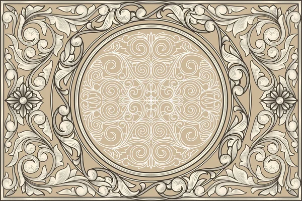 Декоративна Монохромна Прикрашена Ретро Квіткова Порожня Листівка — стоковий вектор