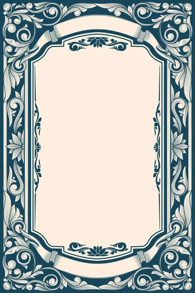 Decorative Ornate Retro Floral Blank Frame Template — Vetor de Stock