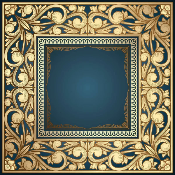 Golden Ornate Decorative Vintage Design Template Blank Frame — Stock Vector