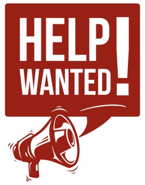 Help wanted - advertising sign with megaphone