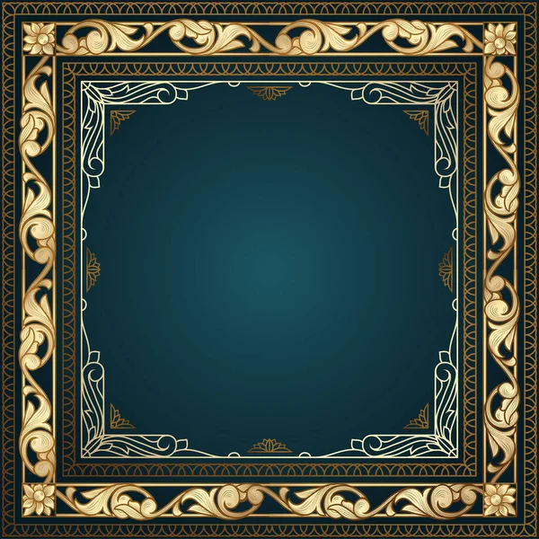 Golden Ornate Art Deco Vintage Blank Frame — Stockový vektor