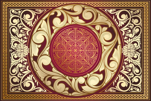 Altın süslü, çiçekli, eski, boş bir kart.