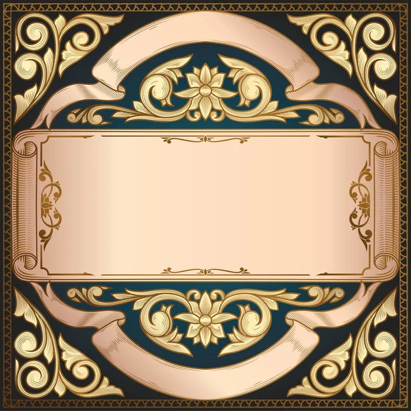 Altın süslü, çiçekli, eski, boş bir kart.