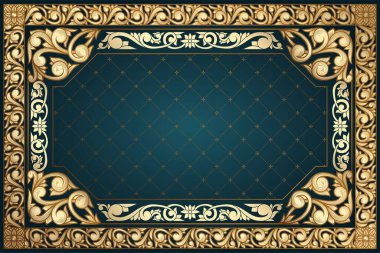 Altın süslü sanat deco vintage boş çerçeve