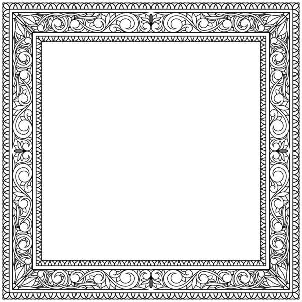 Decorativo Preto Branco Ornamentado Retro Floral Quadro Branco — Vetor de Stock