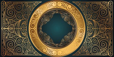 Altın süslü, çiçekli, eski, boş bir kart.