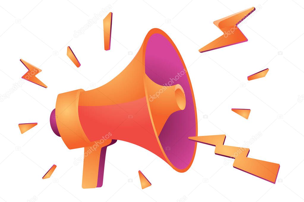 Colorful shouting broadcasting megaphone advertising sign