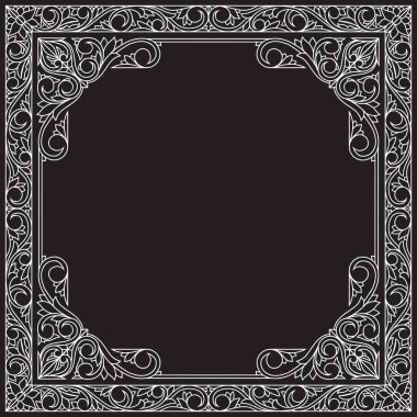 Dekoratif tek renkli dekoratif retro çiçekli boş çerçeve