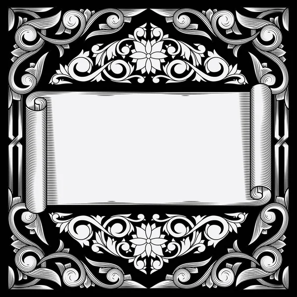 Decorativo Ornamentado Preto Branco Cartão Design Retro — Vetor de Stock