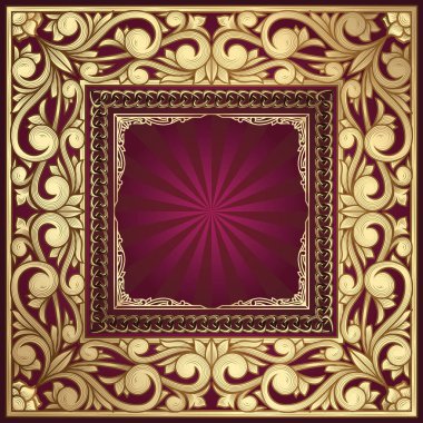 Altın dekoratif vintage tasarım sanat deco kartı