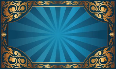 Altın süslü sanat deco vintage boş çerçeve