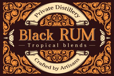 Black Rum - dekoratif dekoratif etiket