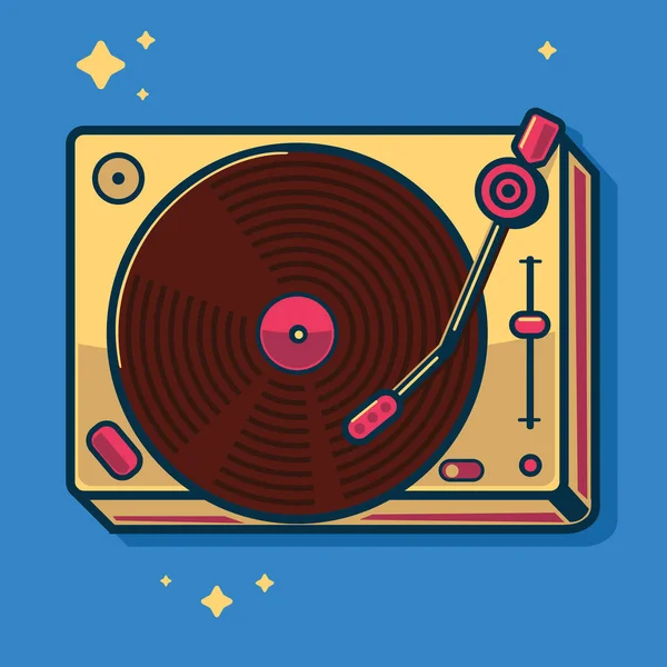 Colorful Retro Music Vinyl Record Player Turntable — Stock Vector
