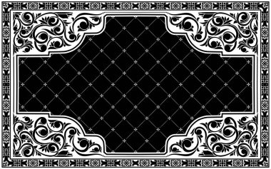 Dekoratif dekoratif siyah beyaz retro tasarım boş çerçeve