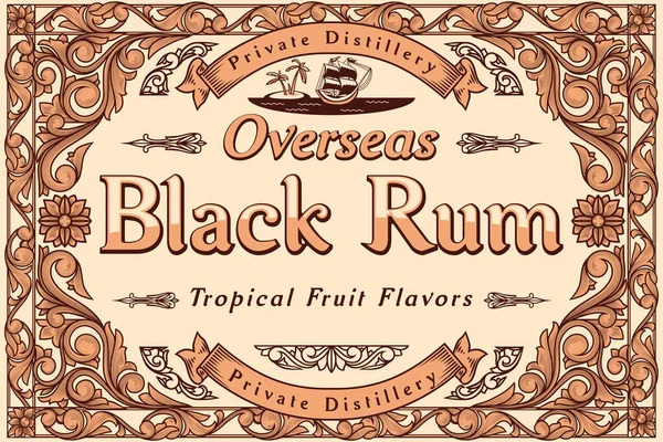 Black Rum - dekoratif dekoratif etiket