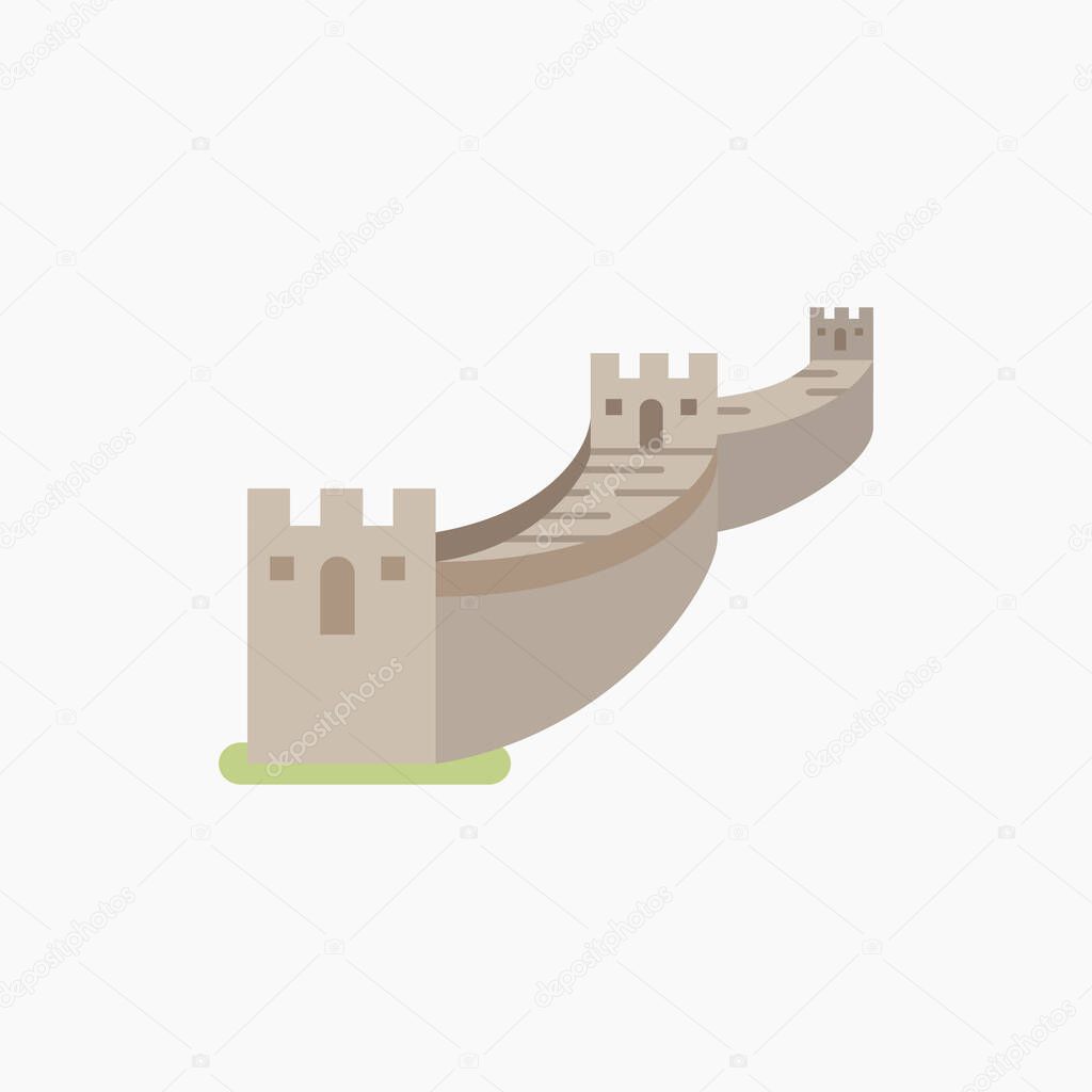 Great Wall of China. Flat vector illustration.