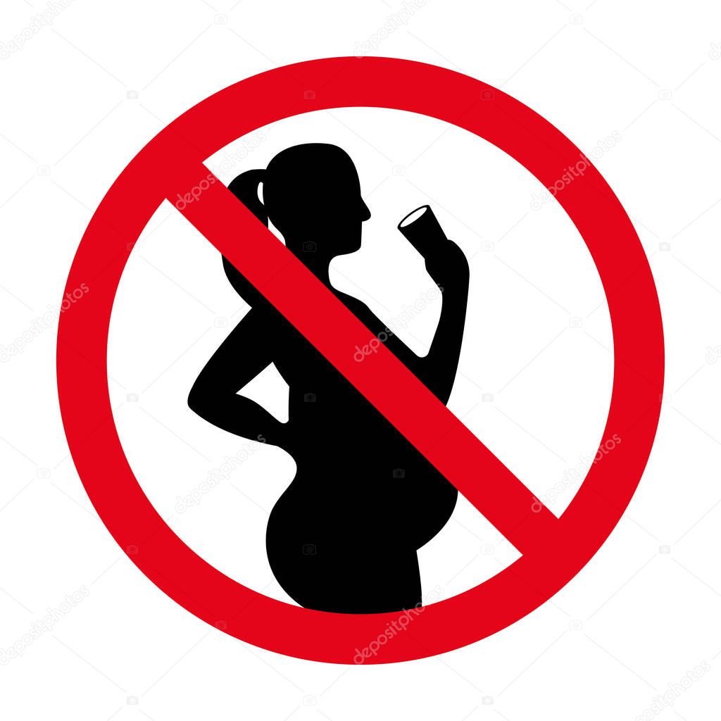 Do not drink alcohol during pregnancy. Packaging Symbol. Flat illustration.