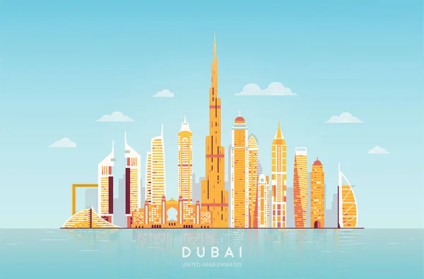 Dubai Abstract Skyline Travel Tourism Illustration — Stock Vector
