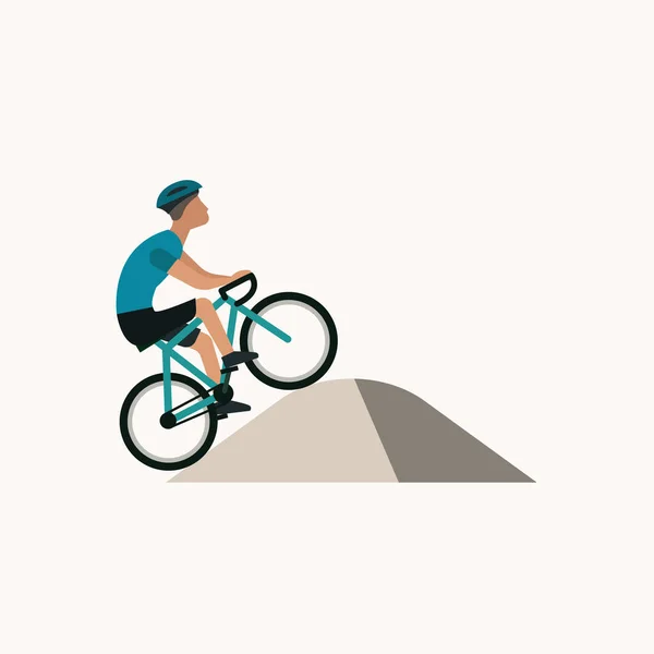 Radfahrer Fahren Bergauf Flache Illustration — Stockvektor