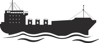 Petrol varilleri taşıyan bir deniz tankeri. petrol varilleri taşıyorlar..