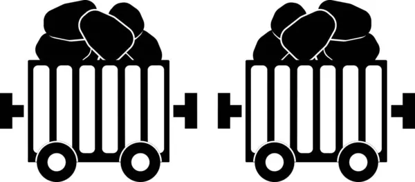 Deux chariots avec charbon. Transport de charbon. — Image vectorielle