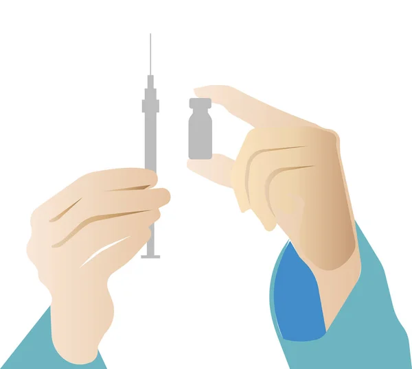 Koronavirüse karşı aşı hazırlığı. Vektör resmi. — Stok Vektör