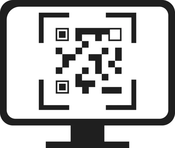 Código QR na tela do computador. Imagem vetorial. — Vetor de Stock