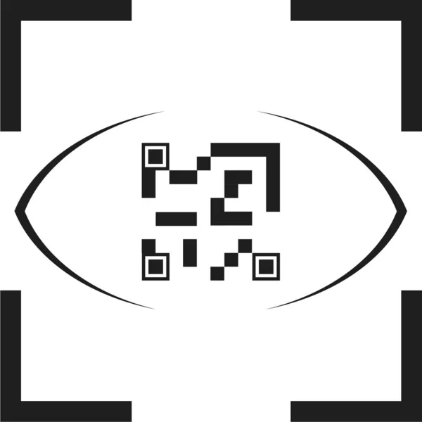 Code QR et oeil. Numérisation des yeux code. — Image vectorielle