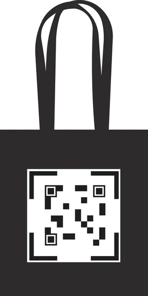 QR code on the bag with handles. Vector image. — Stock vektor