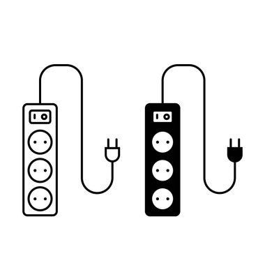 Siyah satır biçimi simgesinde Çoklu Soket tıkacı simgesinin kümesi