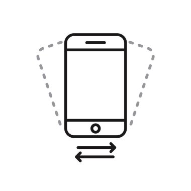 Beyaz arkaplanda telefon çalkalama simgesi. Vektör satırı simgesi