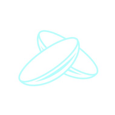 İki şeffaf kontak lens simgesi beyaz üzerine düz stil. Vektör