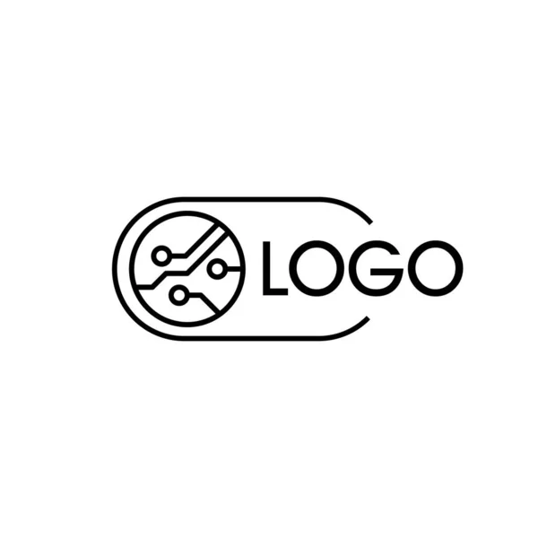 Kretskort Linje Ikon Vit Bakgrund Lagervektor Logotypkrets — Stock vektor