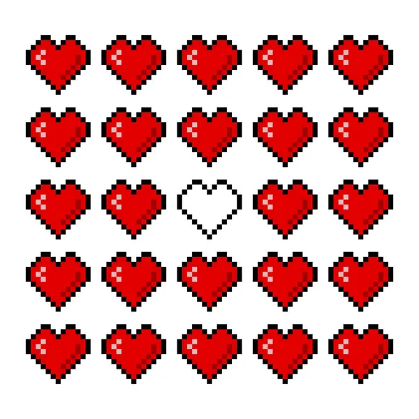 Barra Vida Jogo Pixel Arte Vetorial Barra Coração Saúde Bits —  Vetores de Stock
