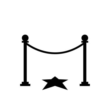 Kırmızı halı simgesi sembolü beyaz üzerine izole edildi