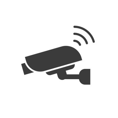 Beyaz arka planda Wifi Vector kamera simgesi. Düz biçim