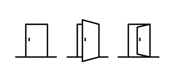 Ensemble Icône Ligne Porte Ouverte Fermée Identifiant Déconnexion Enregistrement Mot — Image vectorielle