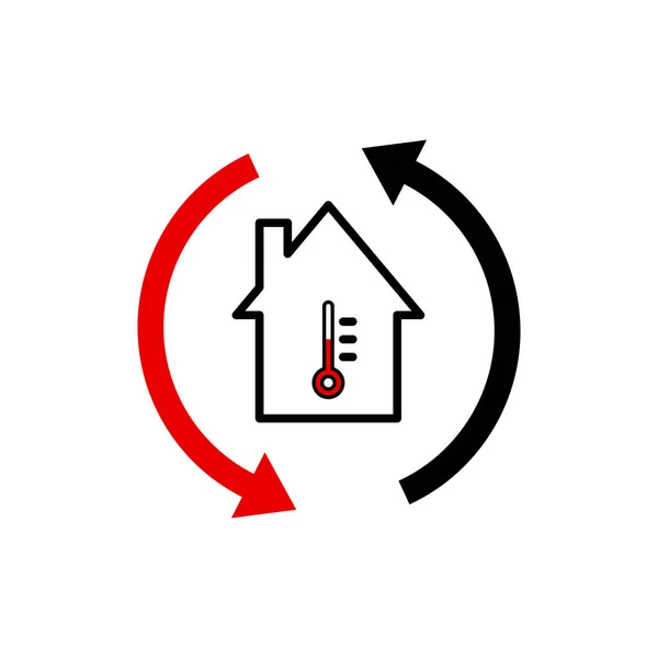 Sistema Climatización Casa Cambio Temperatura Aire Acondicionado Casa Ilustraciones de stock libres de derechos